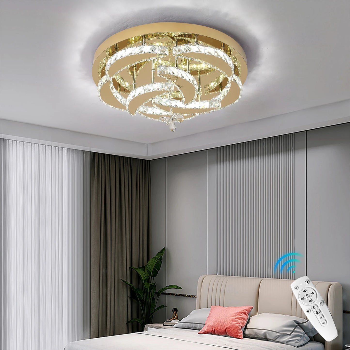 VETRULUS Crystal Ceiling Lamp Dimmable Led Chandelier