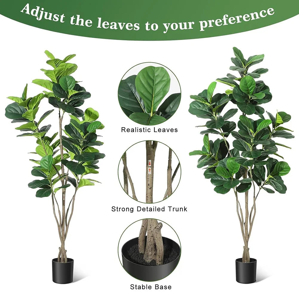 HiMISCN Fiddle Leaf Fig Tree Artificial Plant With Pot