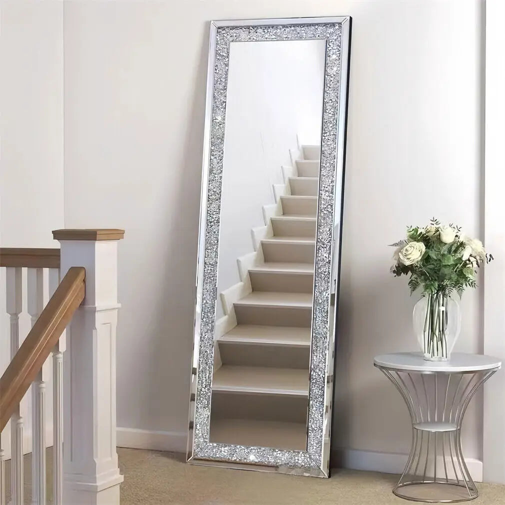 BORWARTH ExtraLarge Rectangle Venetian Wall Mirror With Crystalline Diamond Edge