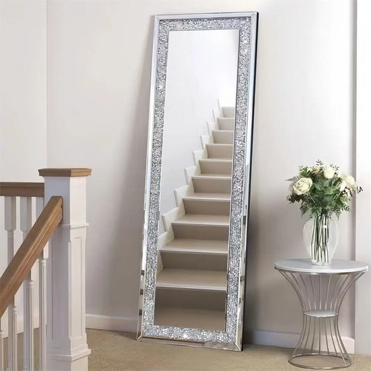 BORWARTH ExtraLarge Rectangle Venetian Wall Mirror With Crystalline Diamond Edge