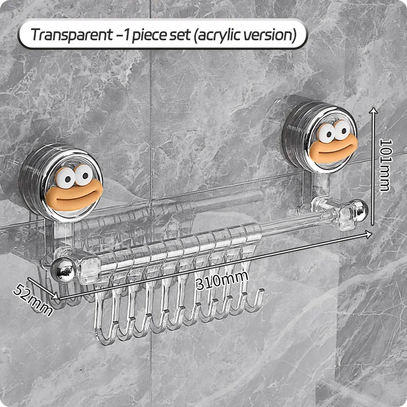 Big Red House Wall-Mounted Non-Perforated Towel-Bar Bathroom Storage-Rack Organizer