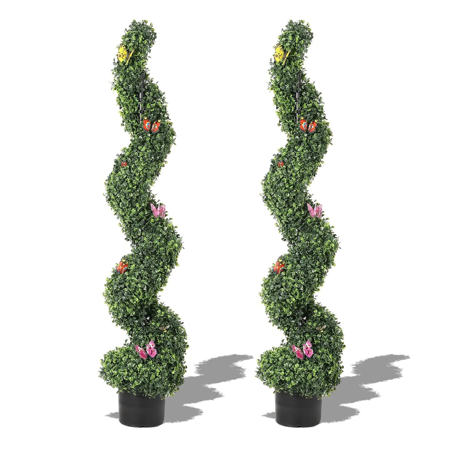 Evergreen Art Spiral Topiary Trees 2 Pack OpenAirPatio WeatherResistant BoxwoodFoliage