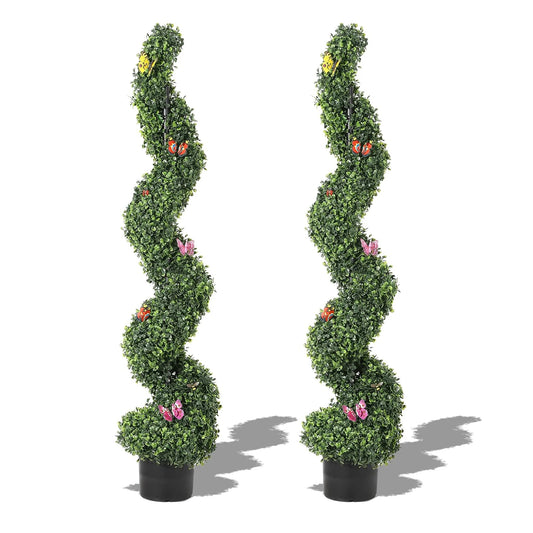 Evergreen Art Spiral Topiary Trees 2 Pack OpenAirPatio WeatherResistant BoxwoodFoliage