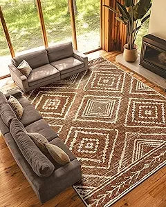 Hign-concerned Area Rug MachineWashableNonSlip UltraSoft LowPilePattern Western Tribal LivingRoom Entryway