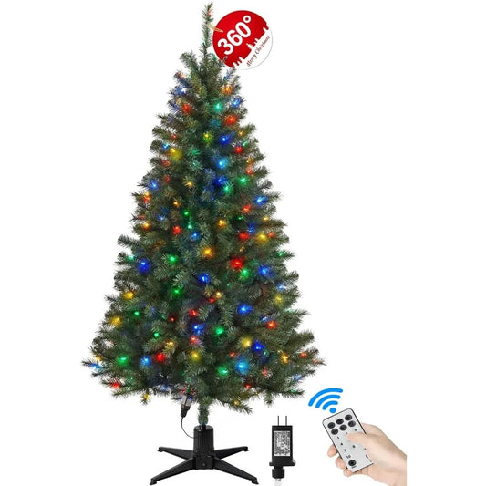 MIMIRGB Christmas Tree With Rotating Stand LED Lights Music Function