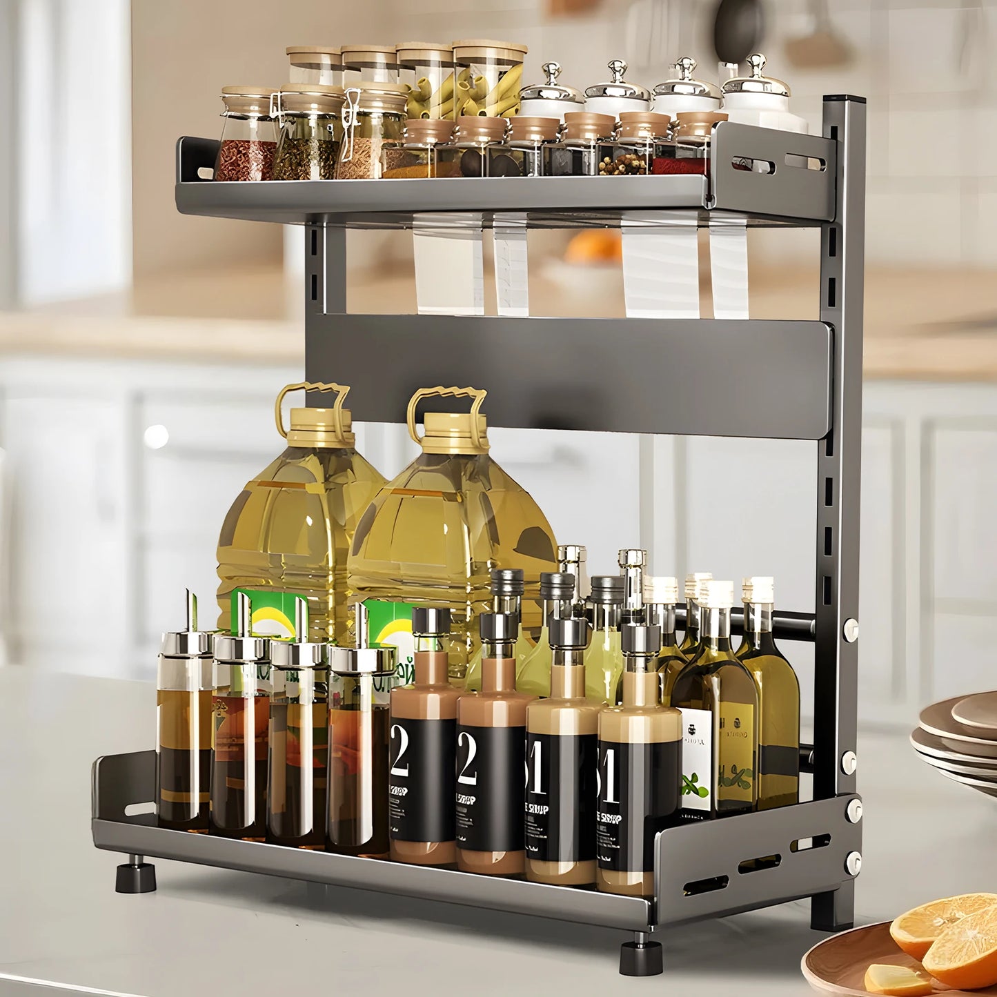 Hign-concerned Multi-Tier Spice Rack Countertop Organizer With Adjustable Shelves