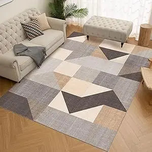 Hign-concerned Machine Washable Geometry Area Rug For Living Room Non Slip Non Shedding