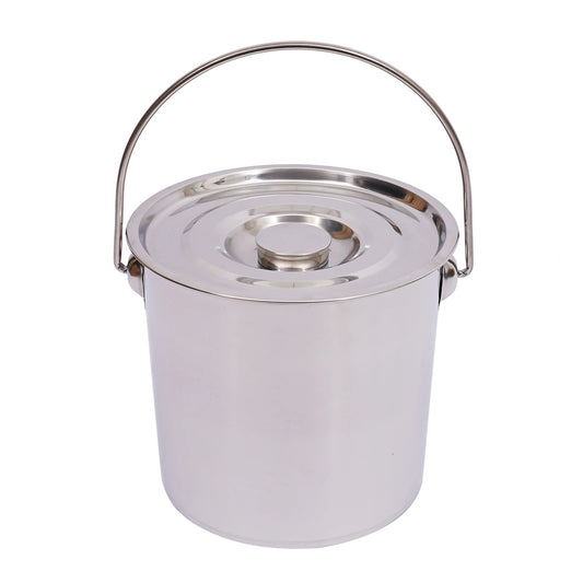 6L/12L/20L Bucket with Lid & Handle Water Storage Pail Metal Milking Bucket Stainless Steel Extra Thick