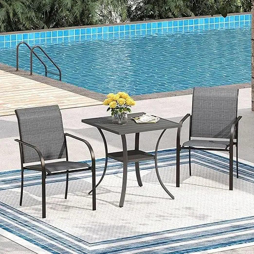 7-Piece Outdoor Patio Dining Set Weather-Resistant Powder-Coated Stackable Chairs