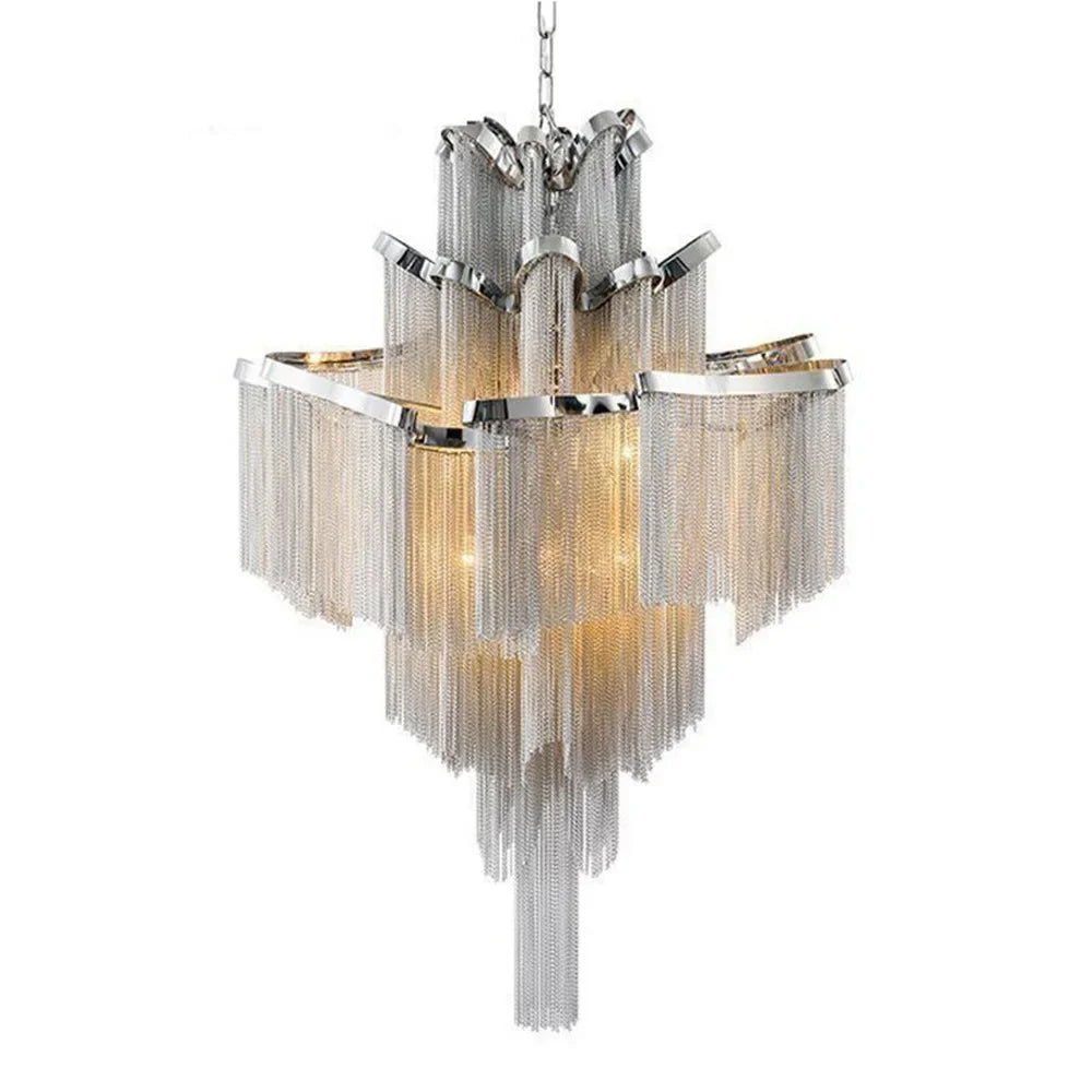 Italy Designer Stream Luxury Tassel Chandelier Aluminum Chain Lighting