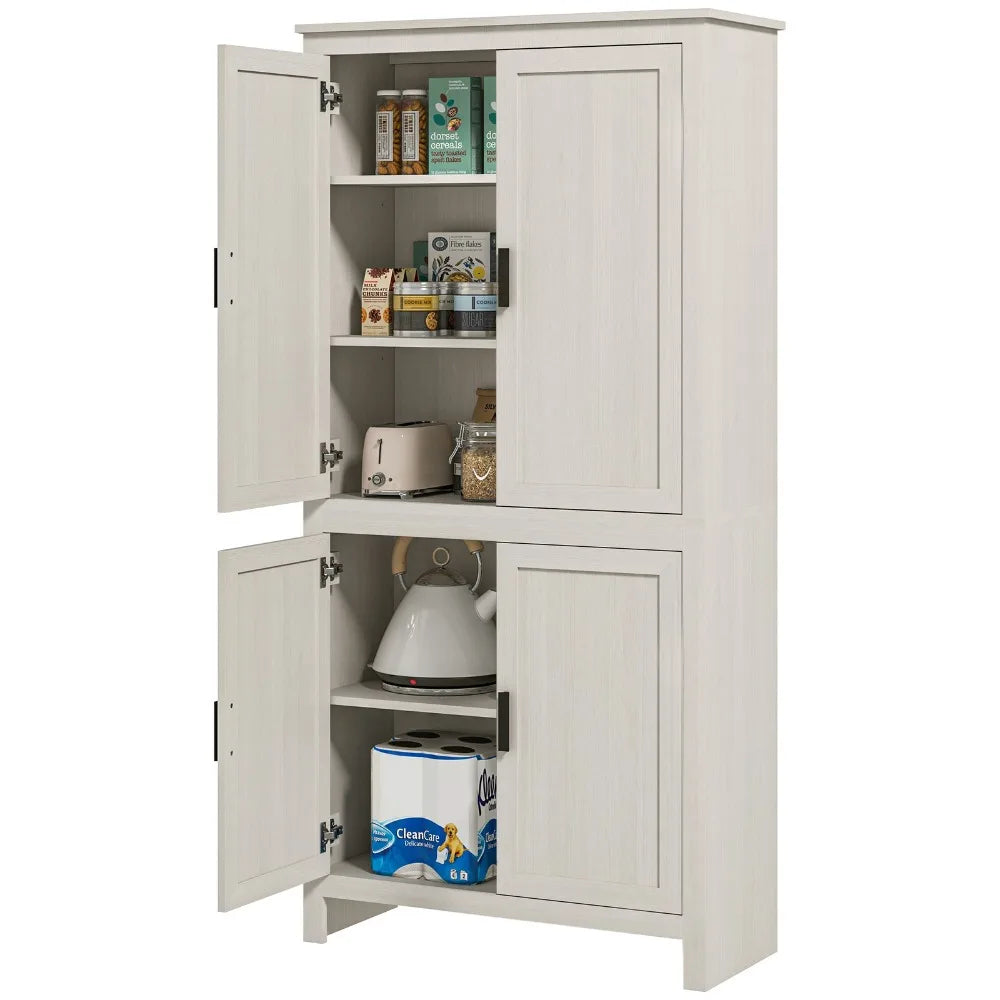 Kitchen Freestanding Pantry Cabinet With Five-Tier Shelves For Home Organization