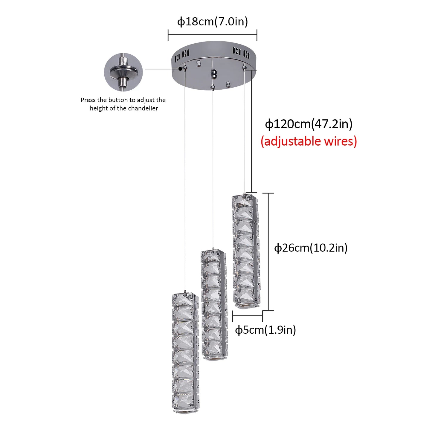 VETRULUS Nordic K9 Crystal Ceiling Lamp Pendant Chandelier