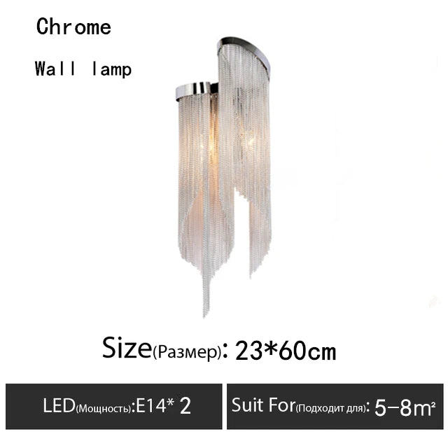 Italy Designer Stream Luxury Tassel Chandelier Aluminum Chain Lighting