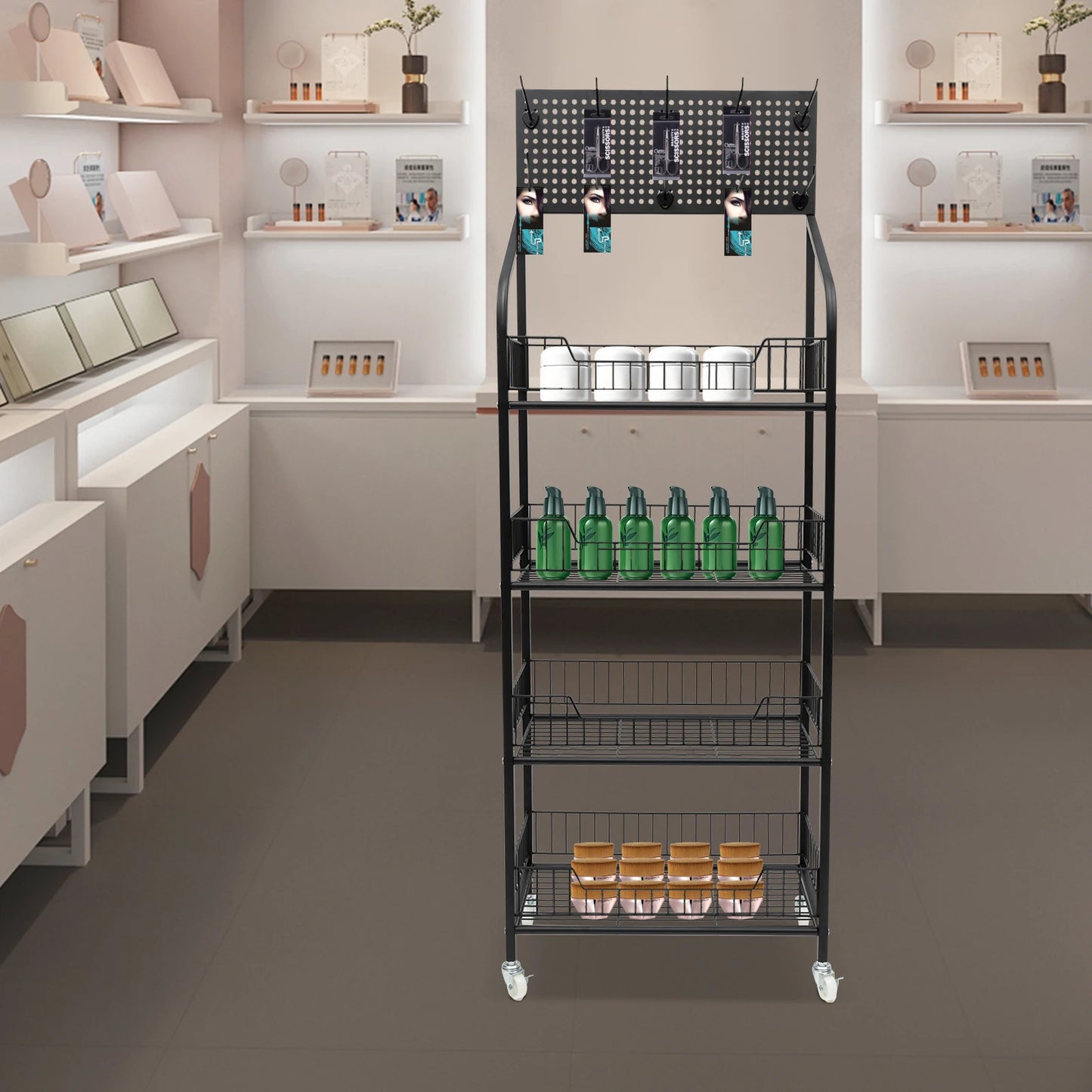 Each Tier 4-Tier Rolling Cart With Locking Wheels Kitchen And Retail Display For Kitchen And Retail Store Use