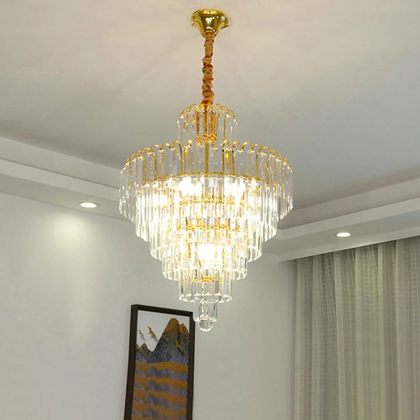 Bymaocar Luxury Crystal Chandelier E14 Pendant Light