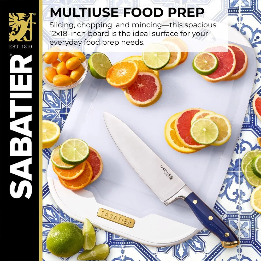 Reversible Non Slip Plastic Cutting Board Dish Washer Safe BPA Free 12x18 Inch Stain Resistant Knife Friendly Kitchen Tool
