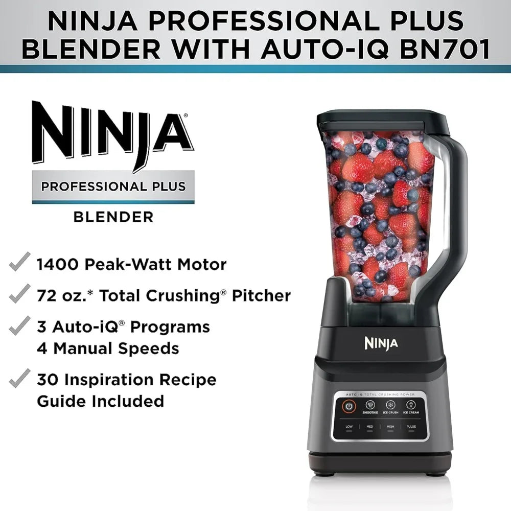 BN701 Professional Plus Blender, 1400 Peak Watts, 3 Functions for Smoothies, Frozen Drinks & Ice Cream with Auto IQ, 72-oz.* To
