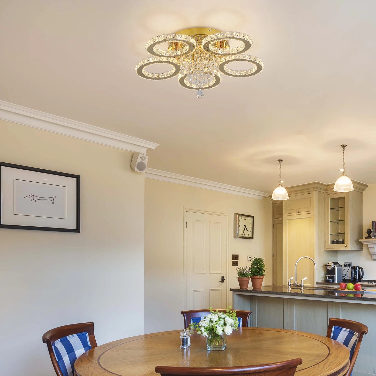 VETRULUS LED Crystal Ceiling Light Chandelier for Living Room