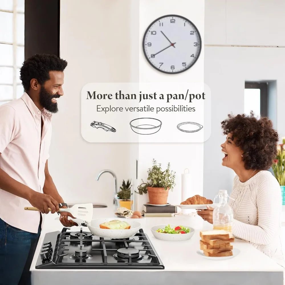 RBXC 17-Piece Induction-Compatible Ceramic-Coated Nonstick Cookware Set With Removable-Handles