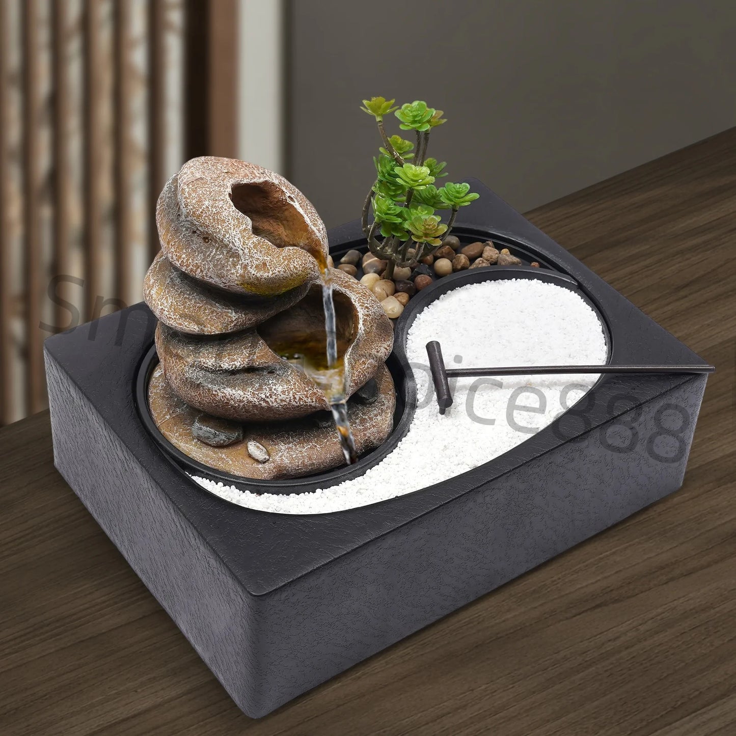Hign-concerned Indoor Relaxation Desktop Fountain Waterfall With Rockery Sand Garden