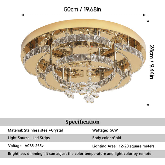 VETRULUS Crystal Ceiling Lamp Dimmable Led Chandelier