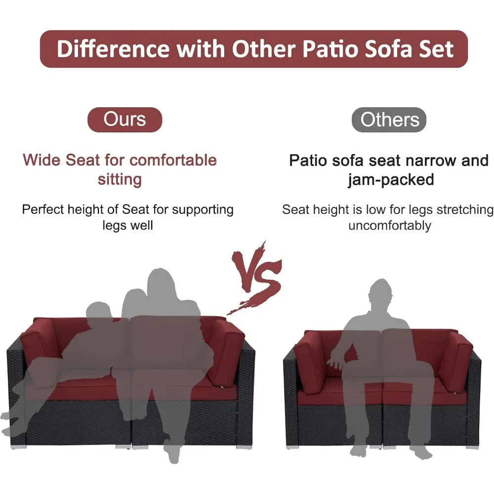 ZHUOTING 7Piece OutdoorPatio Furniture PE Wicker Rattan Sectional Conversation Set