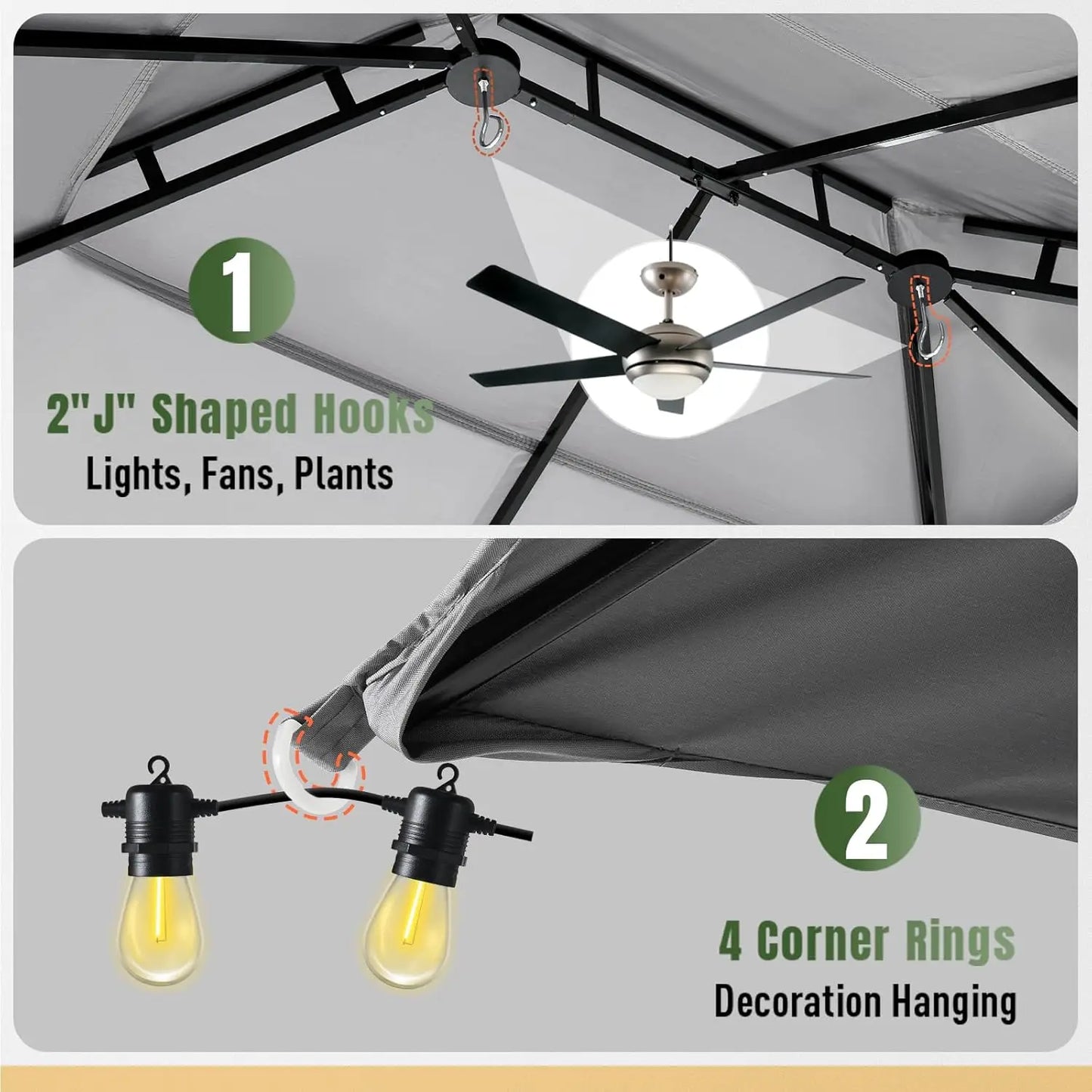XMSJ Outdoor Gazebo Canopy With Double Roof Mosquito Net