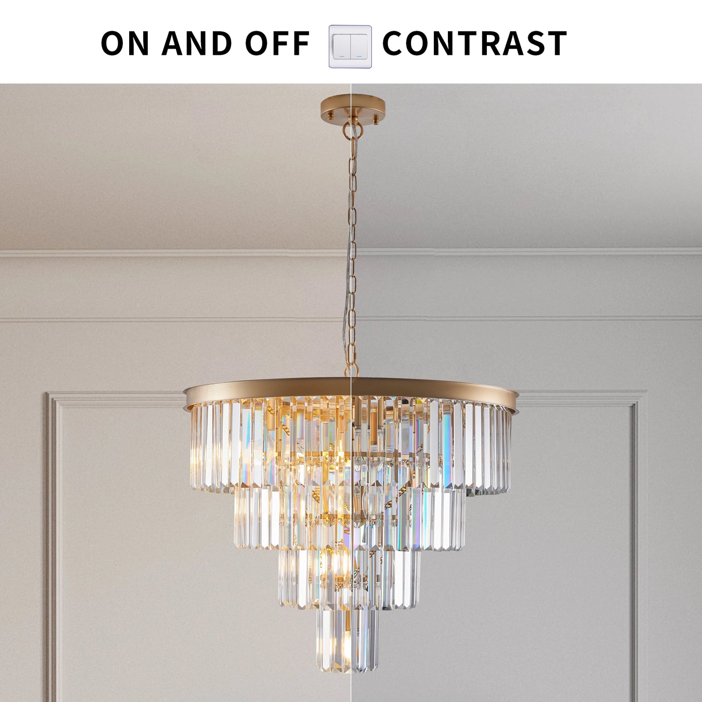 ARLGSITE Crystal Modern 4 Tier Chandelier Ceiling Light