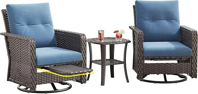 PatioArea Wicker Sofa With Foldable Table Allweather Rattan OutdoorFurnishings Set