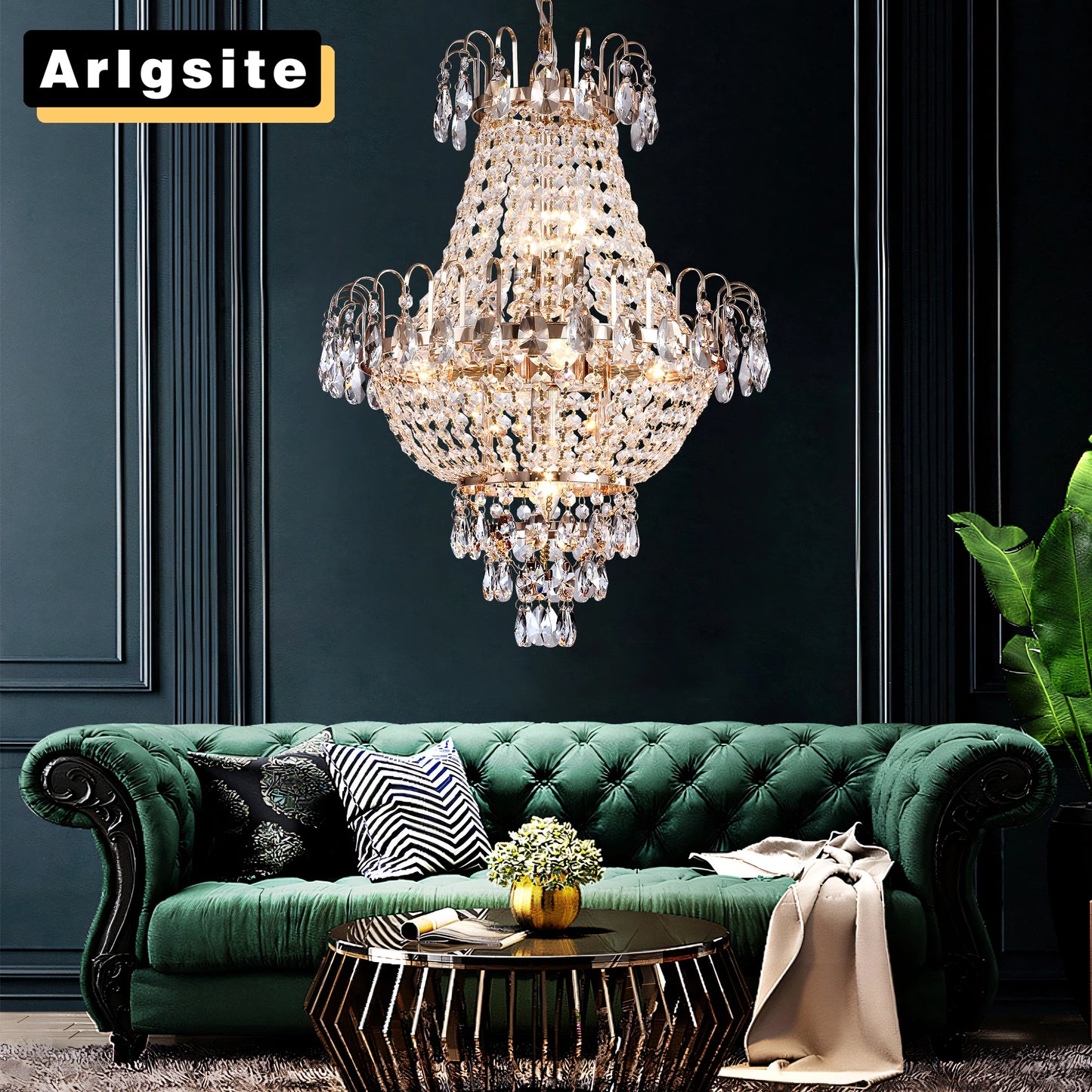 ARLGSITE Luxury Crystal Chandelier Pendant Light For Living Room