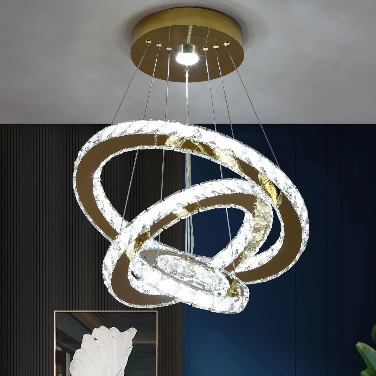 VETRULUS Crystal Chandelier For Hall Living Room LED Ceiling Light