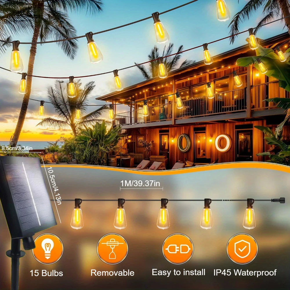 WUZHISHANG Solar-Powered Outdoor Globe String Lights Dimmable LEDs Remote Control