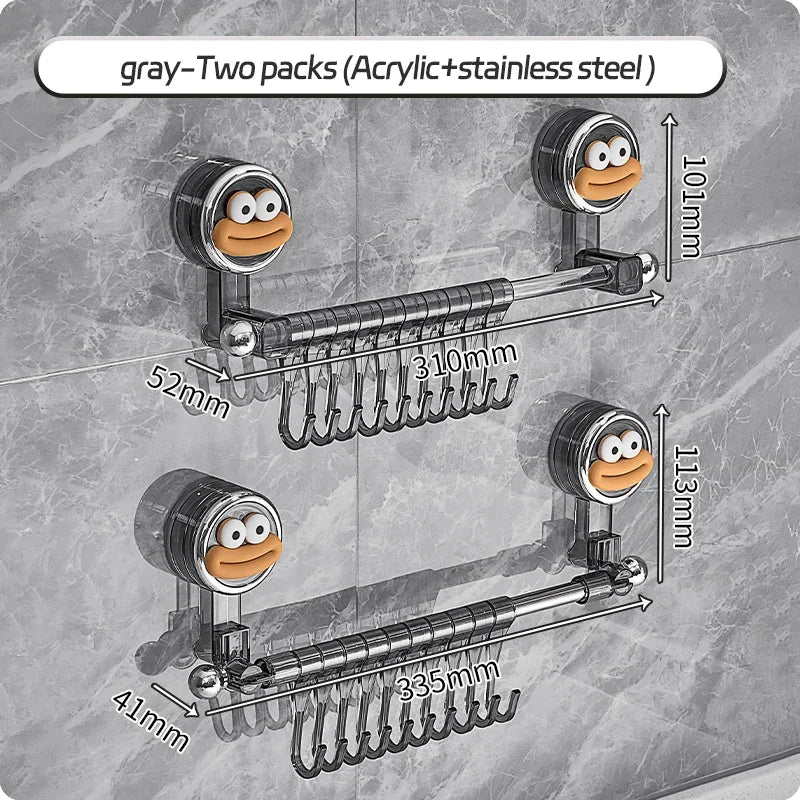 Big Red House Wall-Mounted Non-Perforated Towel-Bar Bathroom Storage-Rack Organizer