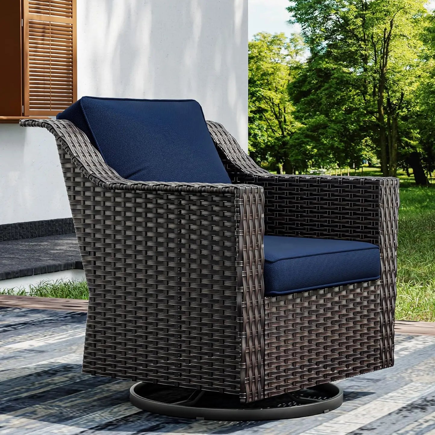 ANGDUO Wicker Patio Furniture Set Swivel Rocking Chairs