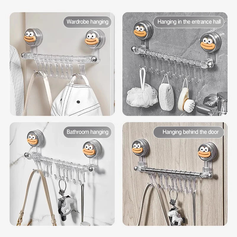 Big Red House Wall-Mounted Non-Perforated Towel-Bar Bathroom Storage-Rack Organizer