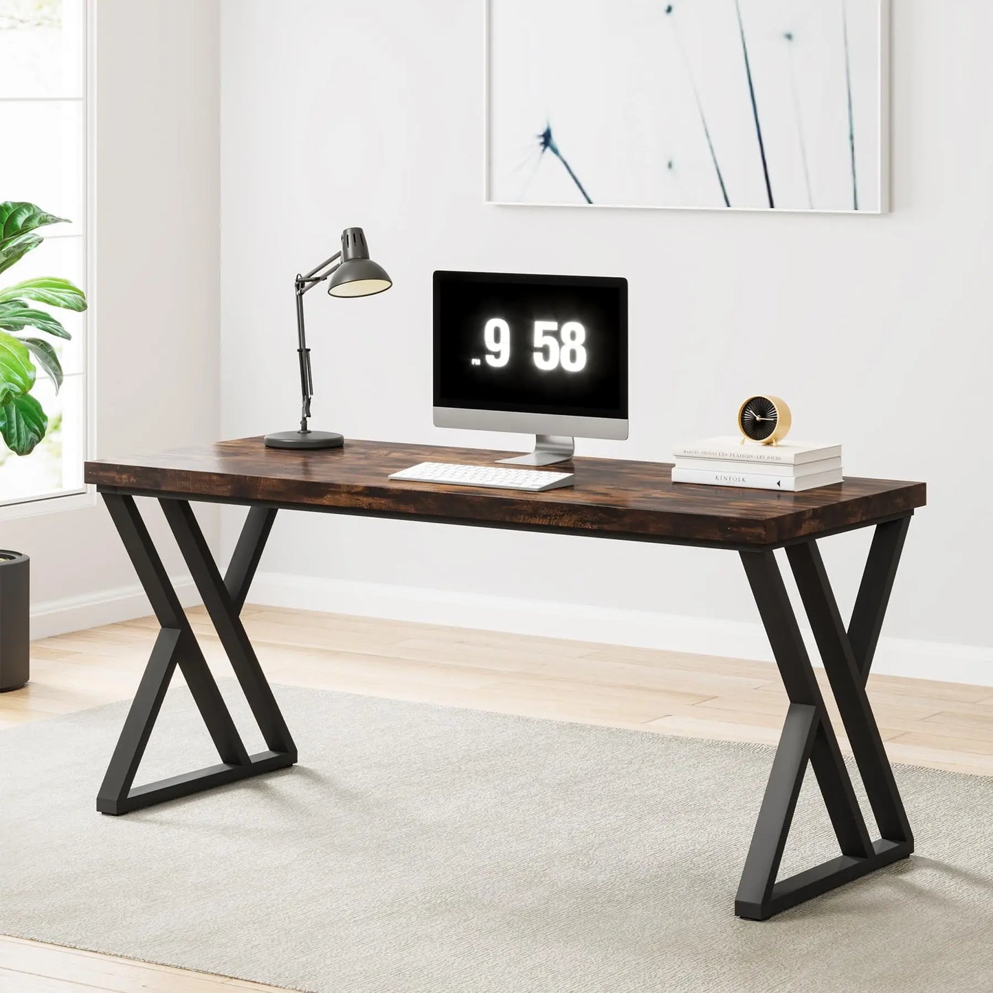 Tribesigns Writing Computer Desk Heavy Duty Z Shaped Metal Leg Modern Home Office Desk