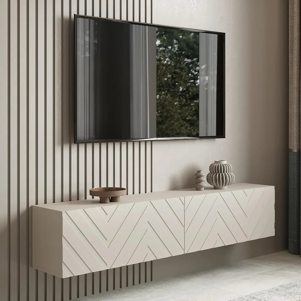 Hign-concerned Floating Wall Mounted TV Stand With Storage Drawers For Living Room