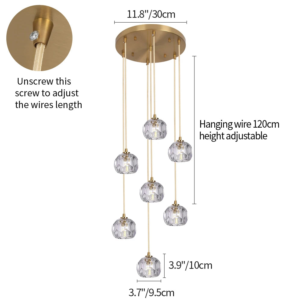 VETRULUS Crystal Pendant Ceiling Light Modern Chandelier Fixture