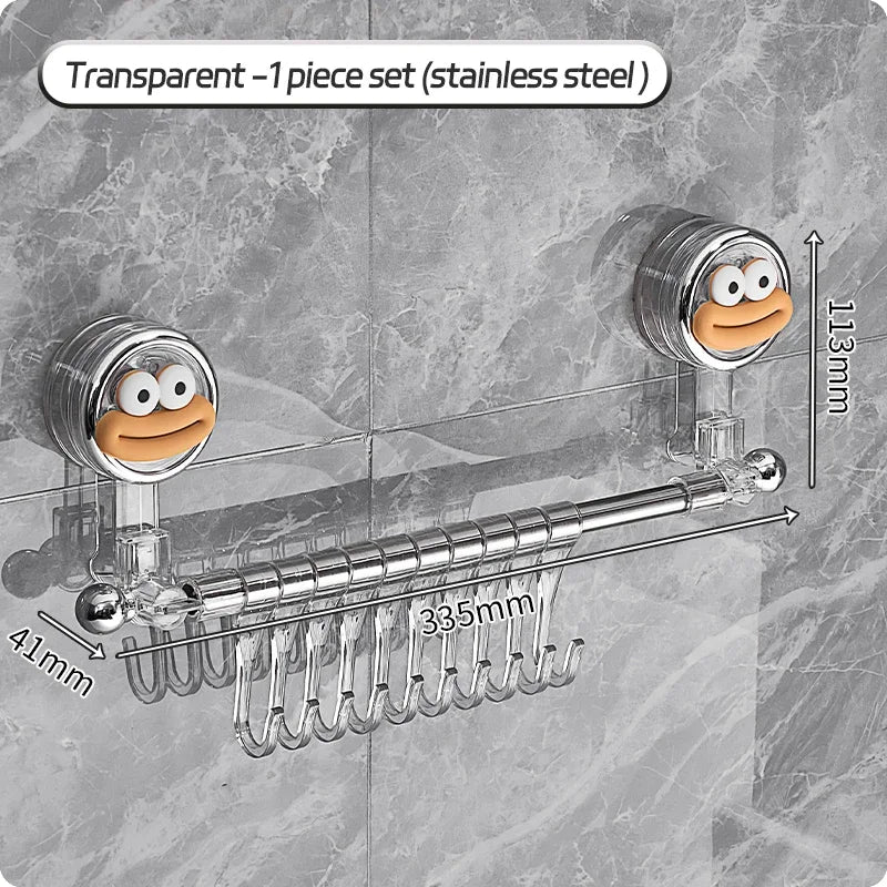 Big Red House Wall-Mounted Non-Perforated Towel-Bar Bathroom Storage-Rack Organizer