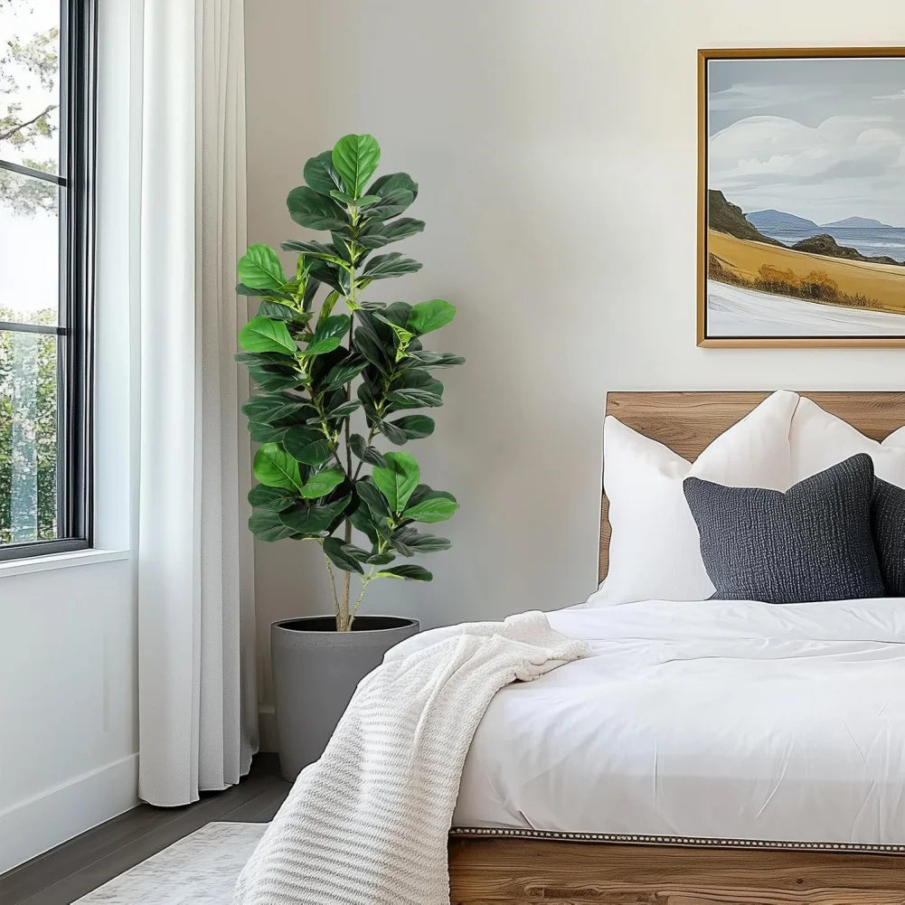 HiMISCN Fiddle Leaf Fig Tree Artificial Plant With Pot