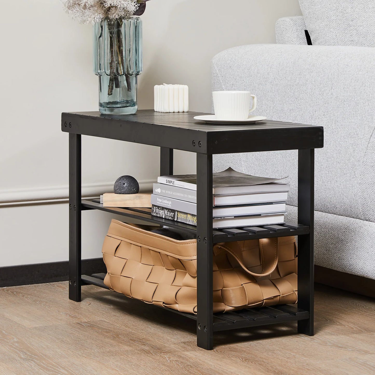 JHK 3-Tier Bamboo Shoe Rack Bench Holds 286 LB