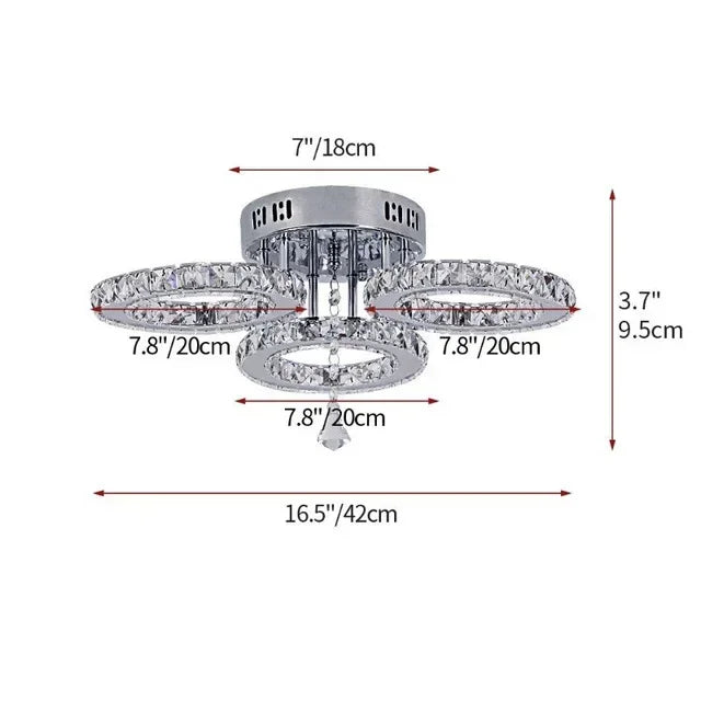Modern Crystal Ring Chandelier Flush Mount Ceiling LED Light