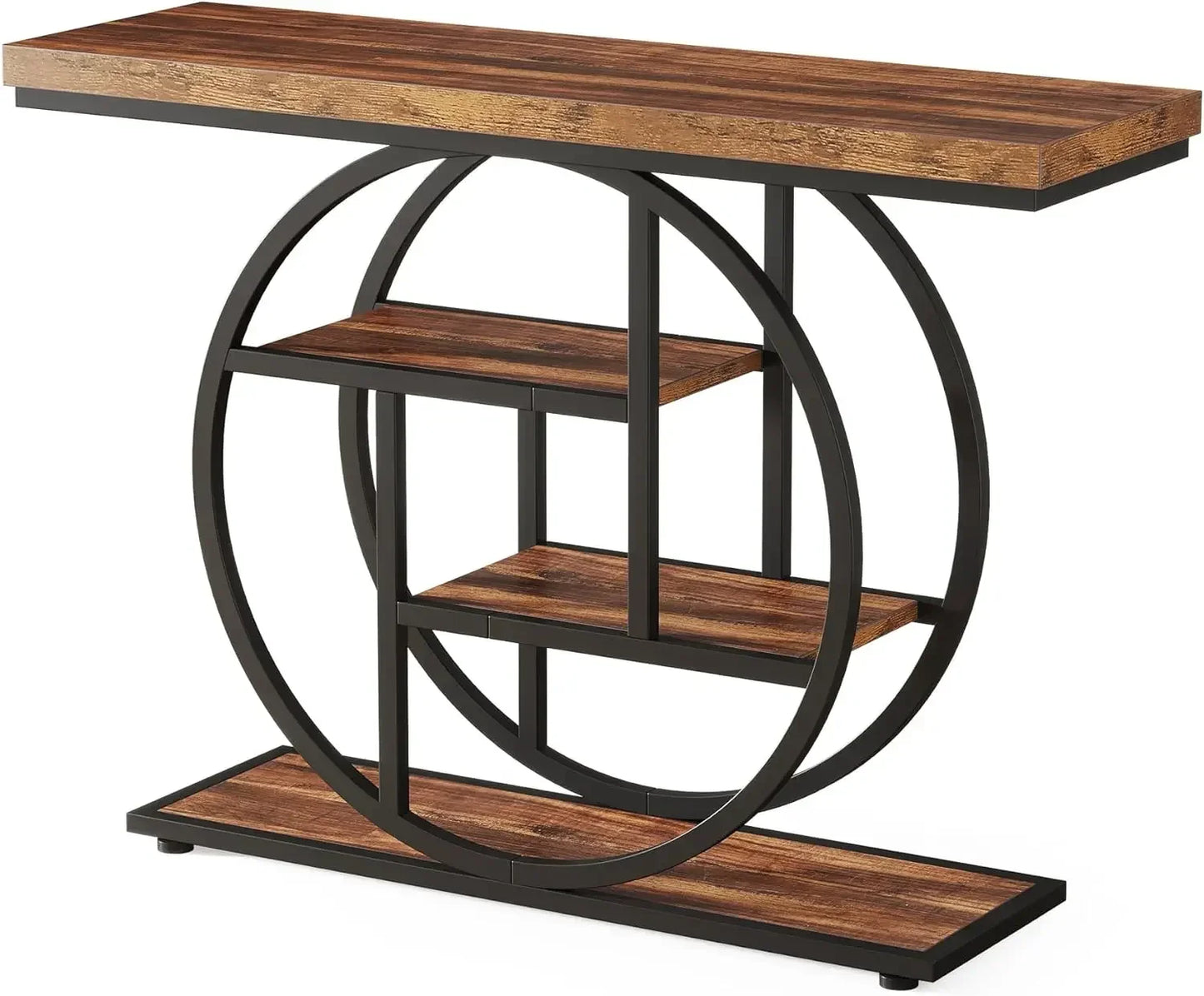 XMSJ Industrial 4-Tier Console Table With Circle Base