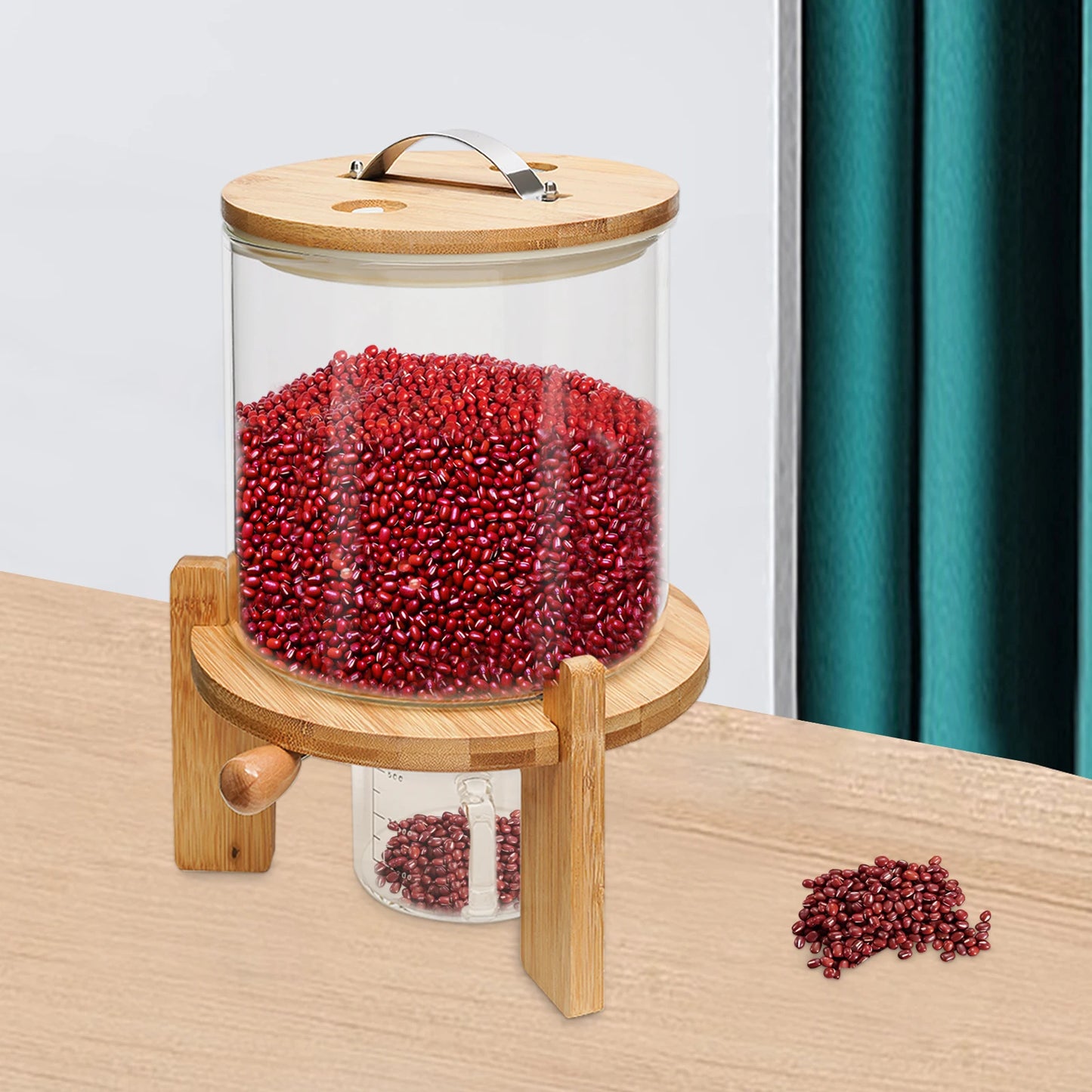 Flour and Cereal Container 5L/7.5L Rice Dispenser Creative Glass Food Storage Container for Kitchen Organization
