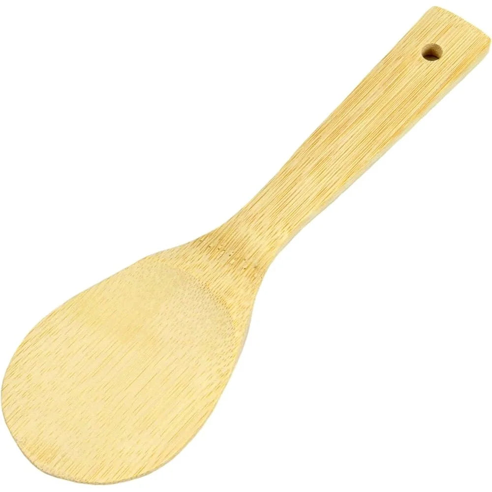 9 Inch Bamboo Wooden Wok Paddle Durable One Piece Construction Eco Friendly Kitchen Utensil Handwash Recommended Natural Finish