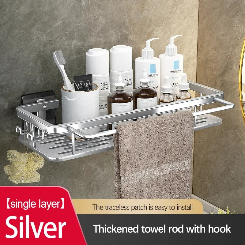 Big Red House Bathroom Storage Rack Stainless Steel Suction Cup