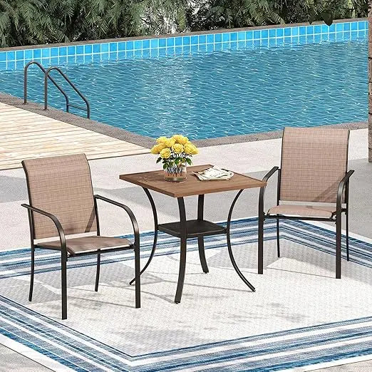7-Piece Outdoor Patio Dining Set Weather-Resistant Powder-Coated Stackable Chairs