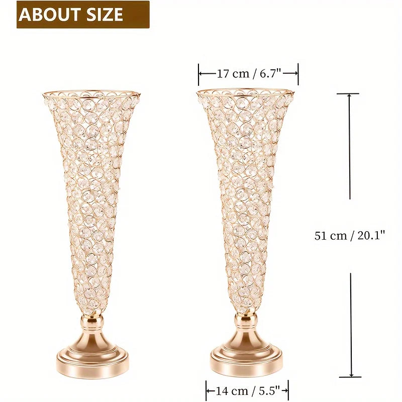 Function Crystal Vases Pair Centerpiece For Dining Table Decor
