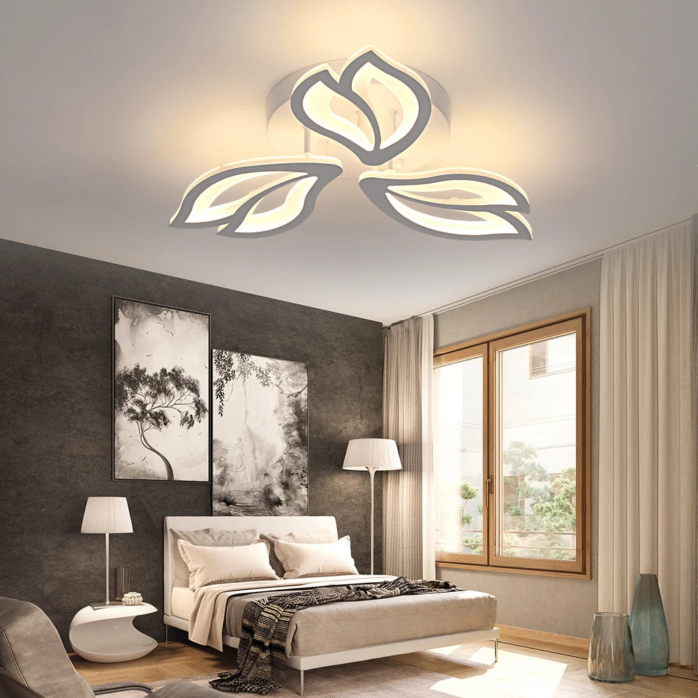 Modern Led Chandelier Light Acrylic Ceiling Lamp Living Dining Room Luminair Minimalis Indoor Hotel Flower Decor Pendant Fixture