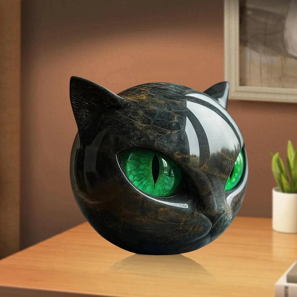 MOJOYCE Luxury Black Cat Stone Sculpture For Home Decor